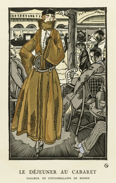 Le Dejeuner au Cabaret, pub. 1921 (stenciltryck) av Fernand Siméon