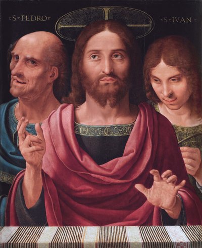 Salvator Mundi mellan de heliga Peter och Johannes, ca 1507 (olja på trä) av Fernando Yanez de Almedina