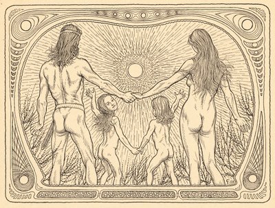 Sonnenwanderer, platta 12, ur portföljen "Lebenszeichen", utgiven 1908 i Berlin av Fritz Heyder Verlag. av Fidus
