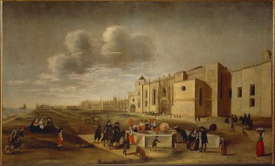 Panoramautsikt över Jeronimos-klostret och Belemtorget, Lissabon av Filipe Lobo