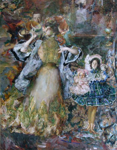 Självporträtt med fru och dotter, 1910 av Filipp Andreyevich Malyavin