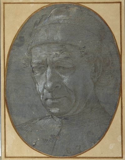 Huvud för en äldre man som bär en keps (metallspets på blågrått förberett papper) av Filippino Lippi
