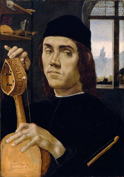 Porträtt av en musiker av Filippino Lippi