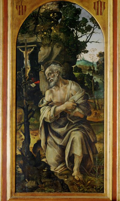 Den botfärdige Sankt Hieronymus (målning på trä) av Filippino Lippi