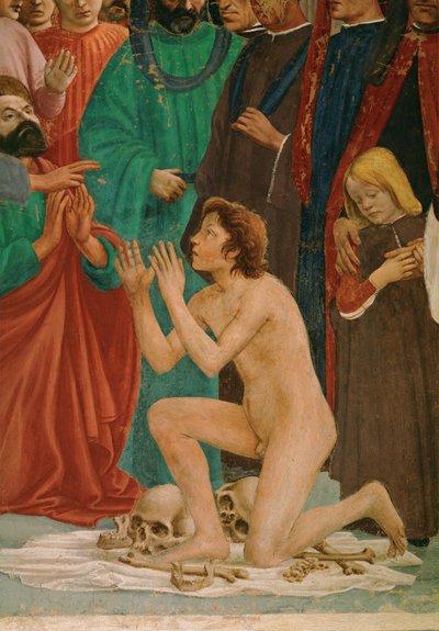 Sankt Petrus återuppväcker sonen till prefekten Teophil, hans fångvaktare (väggmålning) av Filippino Lippi