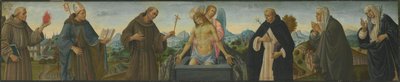 Smärtornas man och sex helgon (den helige Antonius av Padua, Ludvig av Toulouse, Franciskus, Dominikus, Klara och Katarina av Siena) av Filippino Lippi