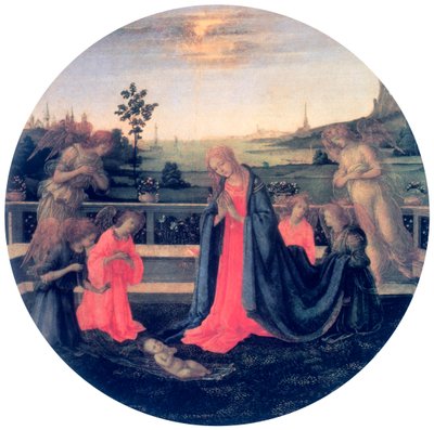 Tillbedjan, c1480-talet av Filippino Lippi