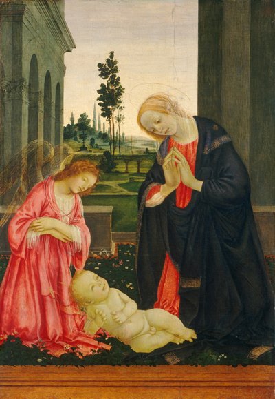Tillbedjan av barnet, ca. 14751480. av Filippino Lippi