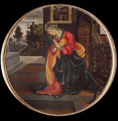 Bebådelsen. Detalj av Jungfrun (olja på duk av Filippino Lippi