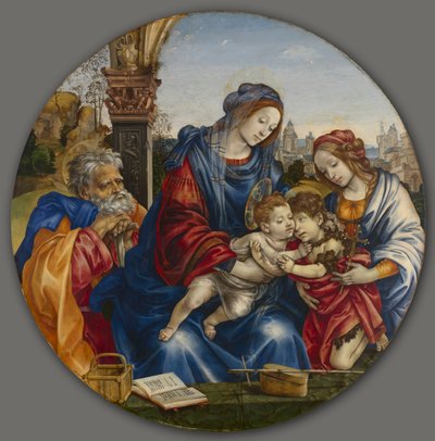Den heliga familjen med Johannes Döparen och Saint Margaret, ca. 1495. av Filippino Lippi