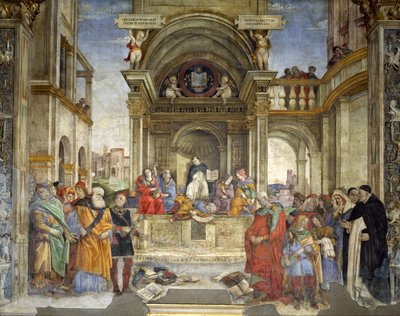 Sankt Thomas av Aquinos triumf över kättare (fresk) av Filippino Lippi