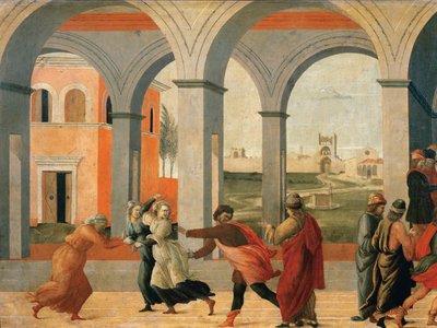 Virginia tillfångatagen av den romerske guvernören Appius Claudius ... av Filippino Lippi
