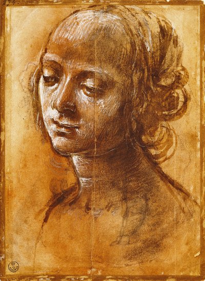 Kvinnlig figur, av Filippino Lippi (1457-ca 1504), teckning av Filippino Lippi