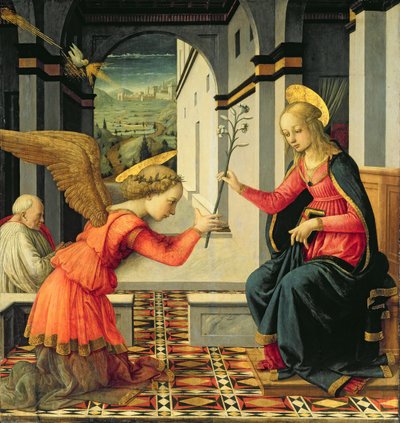 Bebådelsen (tempera på panelen) av Filippo (and workshop) Lippi