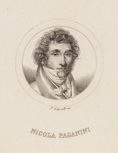 Porträtt av Niccolò Paganini 1782-1840, 1840. av Filippo Caporali