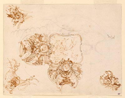 Takdesign för Salone di Stupinigi (jaktstugans huvudsal) av Filippo Juvarra
