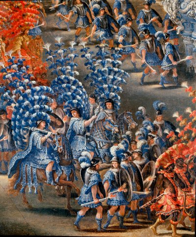 Fest på Palazzo Barberini för att hedra Christine de Suede (Christine av Sverige), den 28/02/1656 Detalj. Målning av Filippo Lauri (1623-1694) och Filippo Gagliardi (död 1659). 1600-talets Rom, Roms museum av Filippo Lauri