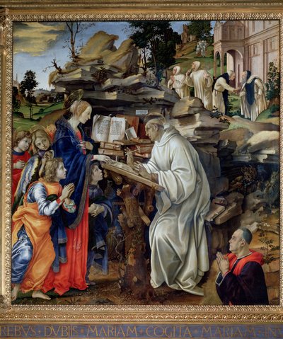 Jungfruns uppenbarelse till St Bernard - olja på panel av Filippo Lippi