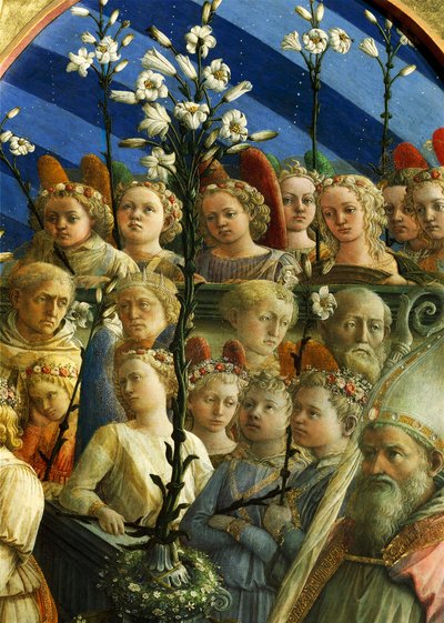 Coronazione Maringhi or Coronation of Virgin av Filippo Lippi (cirka 1406-1469), tempera på trä, 200x287 cm, detalj av Filippo Lippi