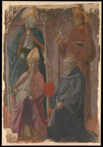Saints Augustine och Francis, en biskop Saint, och Saint Benedict. av Filippo Lippi
