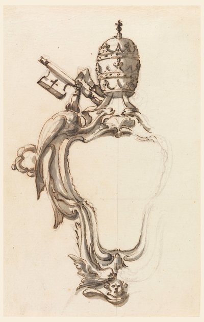 Ritning, En påvlig vapenbricka, 1740-70 av Filippo Marchionni