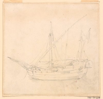 Teckning, Ett segelfartyg, ca 1780 av Filippo Marchionni