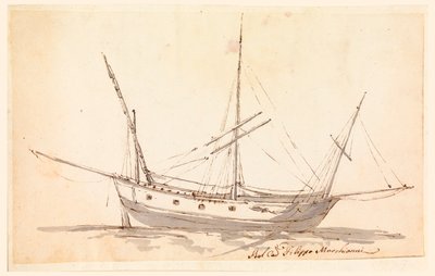 Teckning, Ett segelfartyg, ca 1780 av Filippo Marchionni