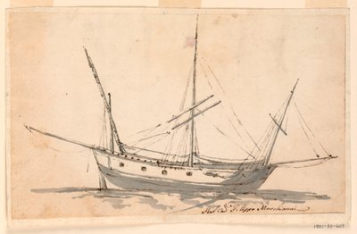 Teckning, Ett segelfartyg, ca 1780 av Filippo Marchionni