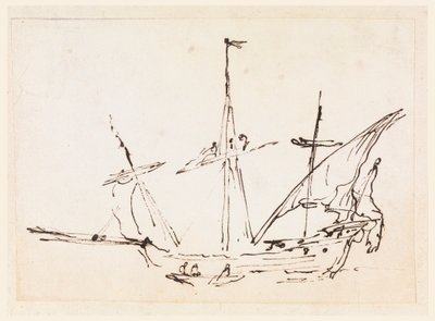 Teckning, Ett segelfartyg, 1770-1800 av Filippo Marchionni