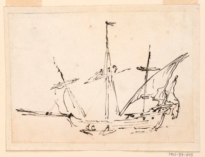 Teckning, Ett segelfartyg, 1770-1800 av Filippo Marchionni