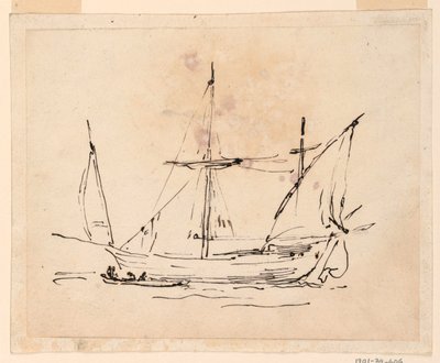 Teckning, Ett segelfartyg, 1770-1800 av Filippo Marchionni