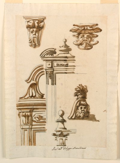 Teckning, Arkitekturstudier, 1750-90 av Filippo Marchionni