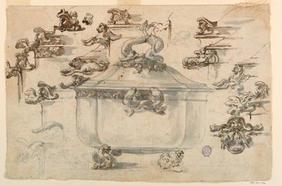Ritning, mönster till silverterrin, 1769 av Filippo Marchionni