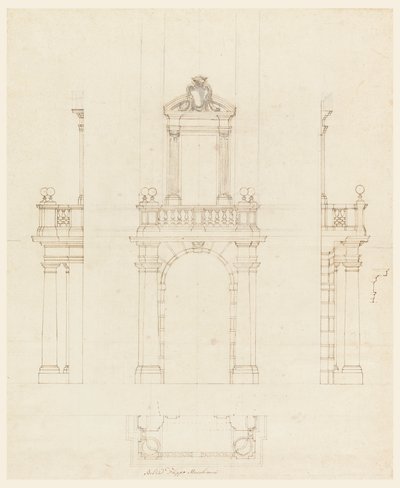 Ritning, Dörrfodral och karm till dörr, 1750-75 av Filippo Marchionni