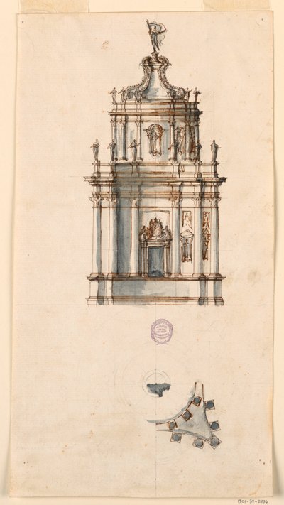 Ritning, Projekt för ett tabernakel, 1750-1775 av Filippo Marchionni