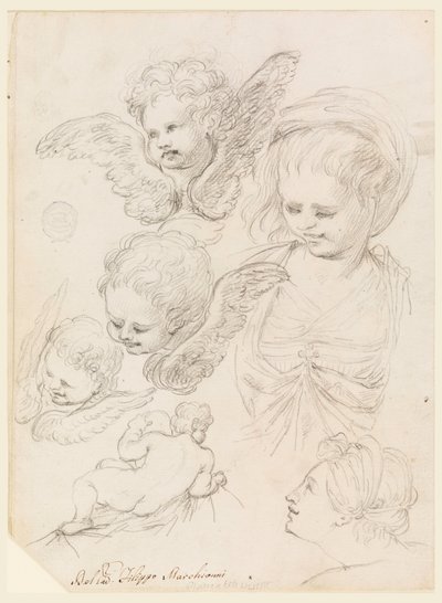 Teckning, Studier till en religiös framställning, 1725-40 av Filippo Marchionni