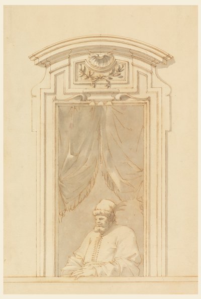 Fönsterfodral och hälften av en figur av en turk av Filippo Marchionni