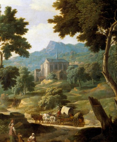 Landskap med kyrka Detalj av en målning av Filippo verali (Veralli eller Veraldi) (1600-talet) Orleans Museum of Fine Arts av Filippo Verali