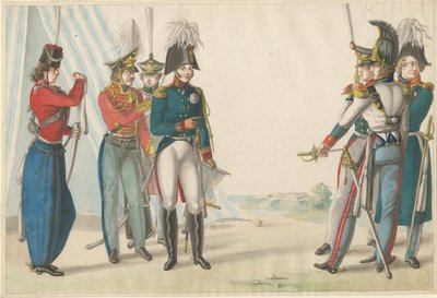 Tsar Alexander I och ryska officerare, 1815 av Finert