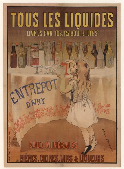 Ivry lager. Mineralvatten, öl, cider, vin och likör, 1897. av Firmin Bouisset