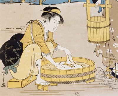 Kvinnor som tvättar sig i floden, omslag av Firmin Gillot (1819-1872), Le Japon Artistique (japansk konst), konst- och industridokument samlade av Siegfried Bing (1838-1905), månadspublikation juli 1889, Frankrike av Firmin Gillot
