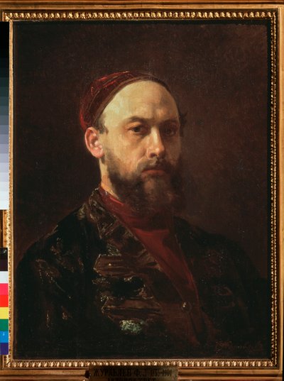 Autoporträtt (Självporträtt) - målning av Firs Sergeevich Zhuravlev (1836-1901), olja på duk, rysk konst 1800-talet - Tretyakov Gallery, Moskva av Firs Sergeevich Zhuravlev