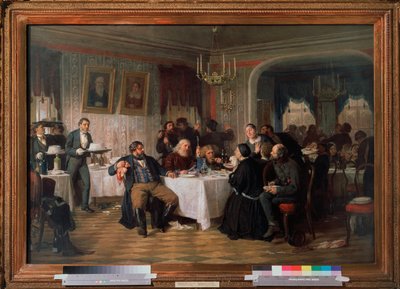 Köpmannens begravningsbankett - Målning av Firs Sergeevich Zhuraviev (1836-1901), olja på duk, cirka 1870, rysk konst 1800-talet - Tretyakov-galleriet, Moskva av Firs Sergeevich Zhuravlev
