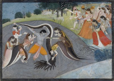 Krishna Subadung Kalia, The Snake Demon: Folio from a Bhagavata Purana Series, ca. 1785. av First generation after Manaku and Nainsukh.