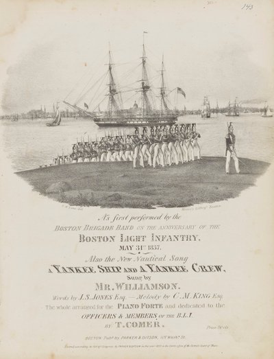 Ett yankee-skepp och en yankee-besättning (omslag till noter) av Fitz Henry Lane