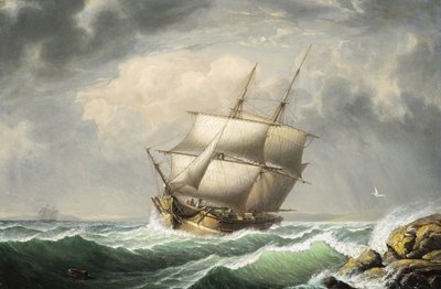 Brigg utanför Maines kust av Fitz Henry Lane