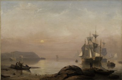 Soluppgång genom dimma, 1852 av Fitz Henry Lane