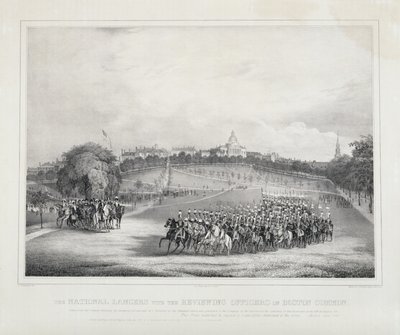 National Lancers med granskande tjänstemän på Boston Common av Fitz Henry Lane