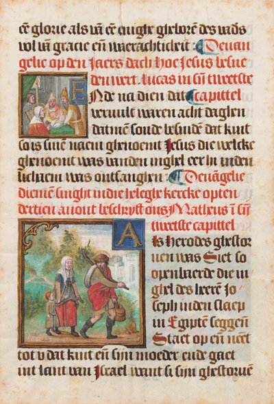 Manuskriptblad från en timbok av Flemish 15th Century