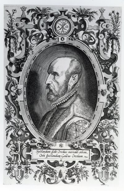 Abraham Ortelius, frontispice till hans världsteater, 1579 av Flemish School